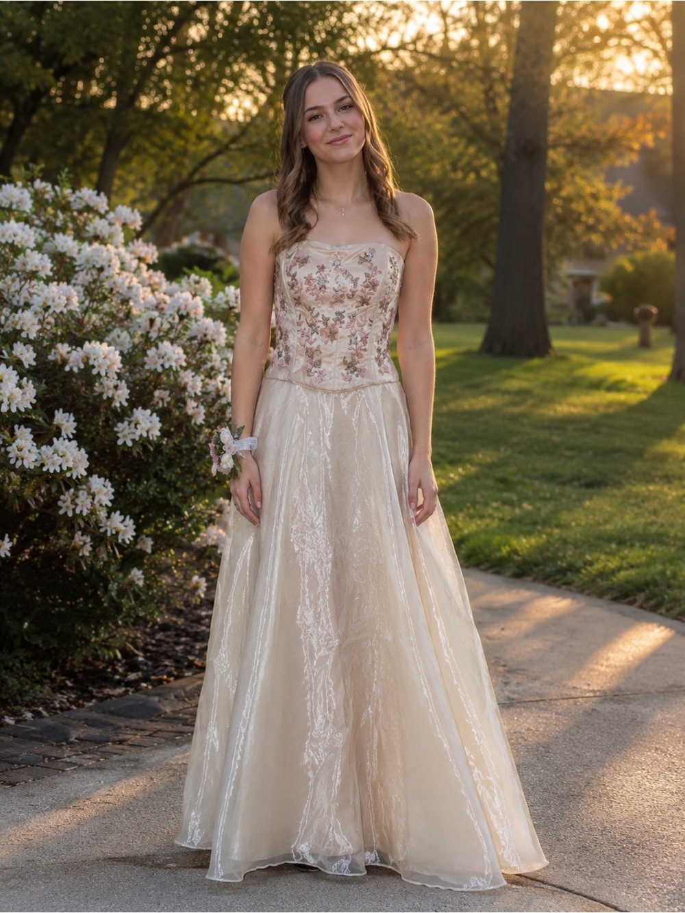 vintage corset prom dress Scott McClintock | Dresses | Fairycore Princess Coquette Embroidered 8 Made In Usa Featuring a striking V warm neutral Graduation Dresses | White Height:5'6